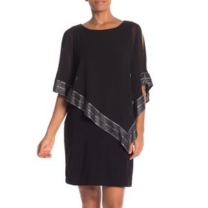 SL Fashions Foil Trim Scarf Popover Dress